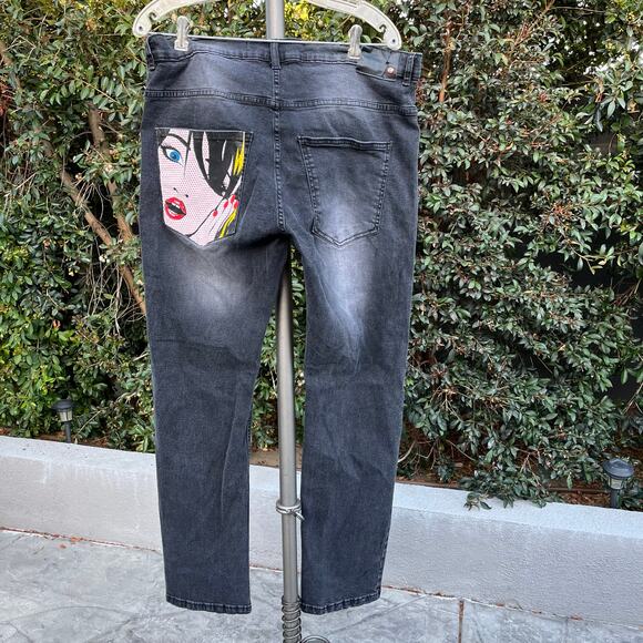 Spark Men’s Comic Black Jeans  38 x 32 - Picture 1 of 9